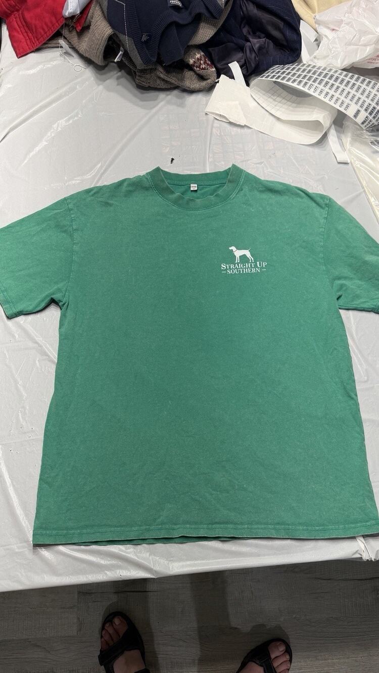Straight Up Southern Shirt Mens M Green Dog Graphic Crew Neck Cotton Classic Fit